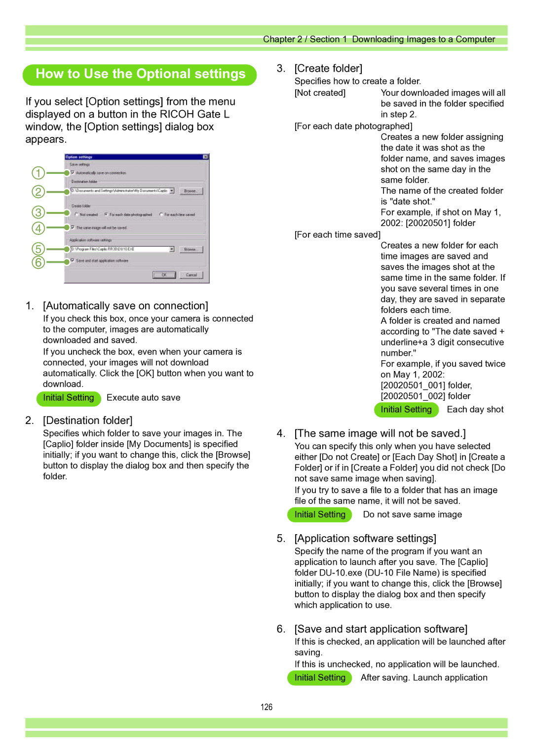 Ricoh Caplio RR30 operation manual How to Use the Optional settings 