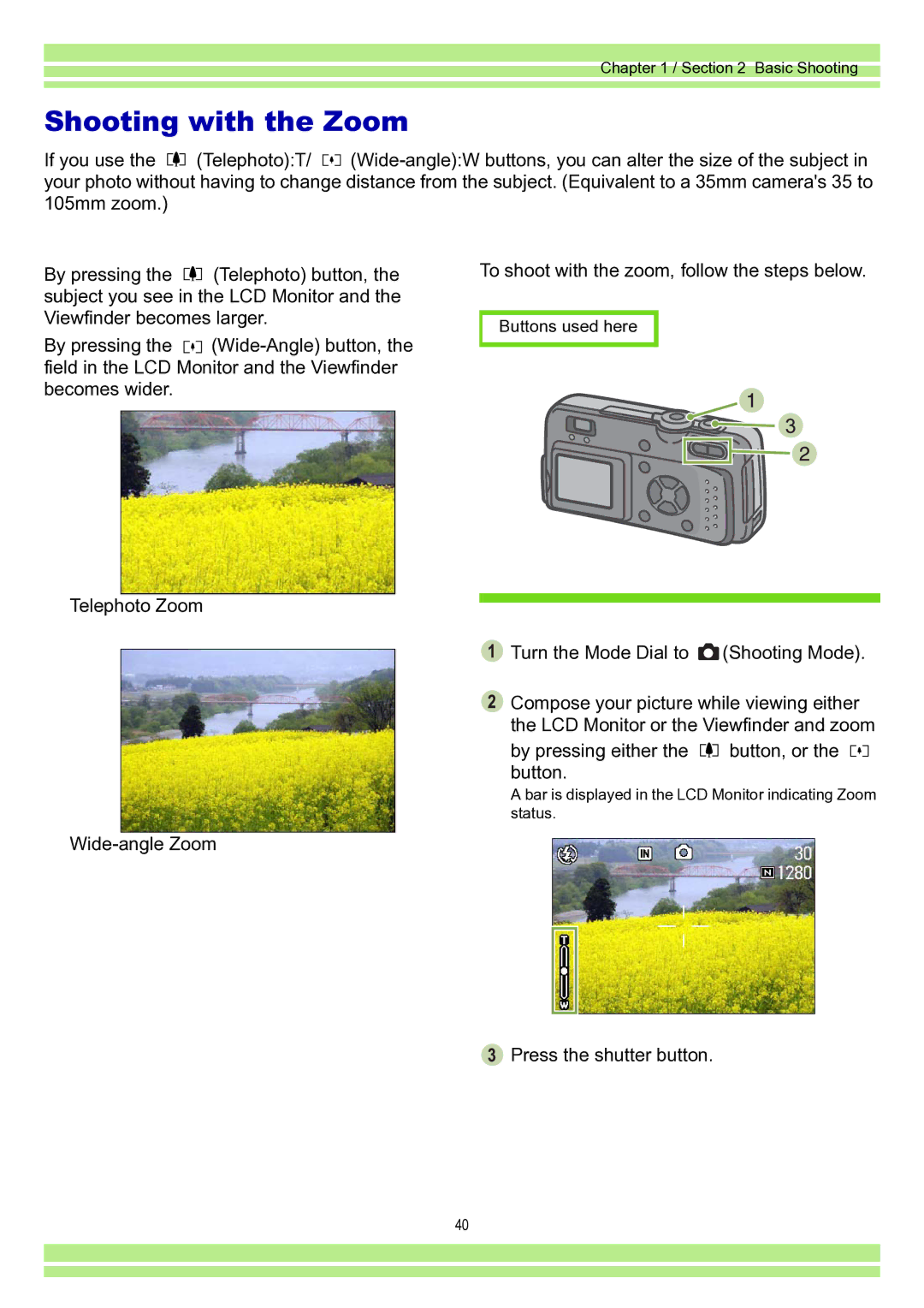 Ricoh Caplio RR30 operation manual Shooting with the Zoom 