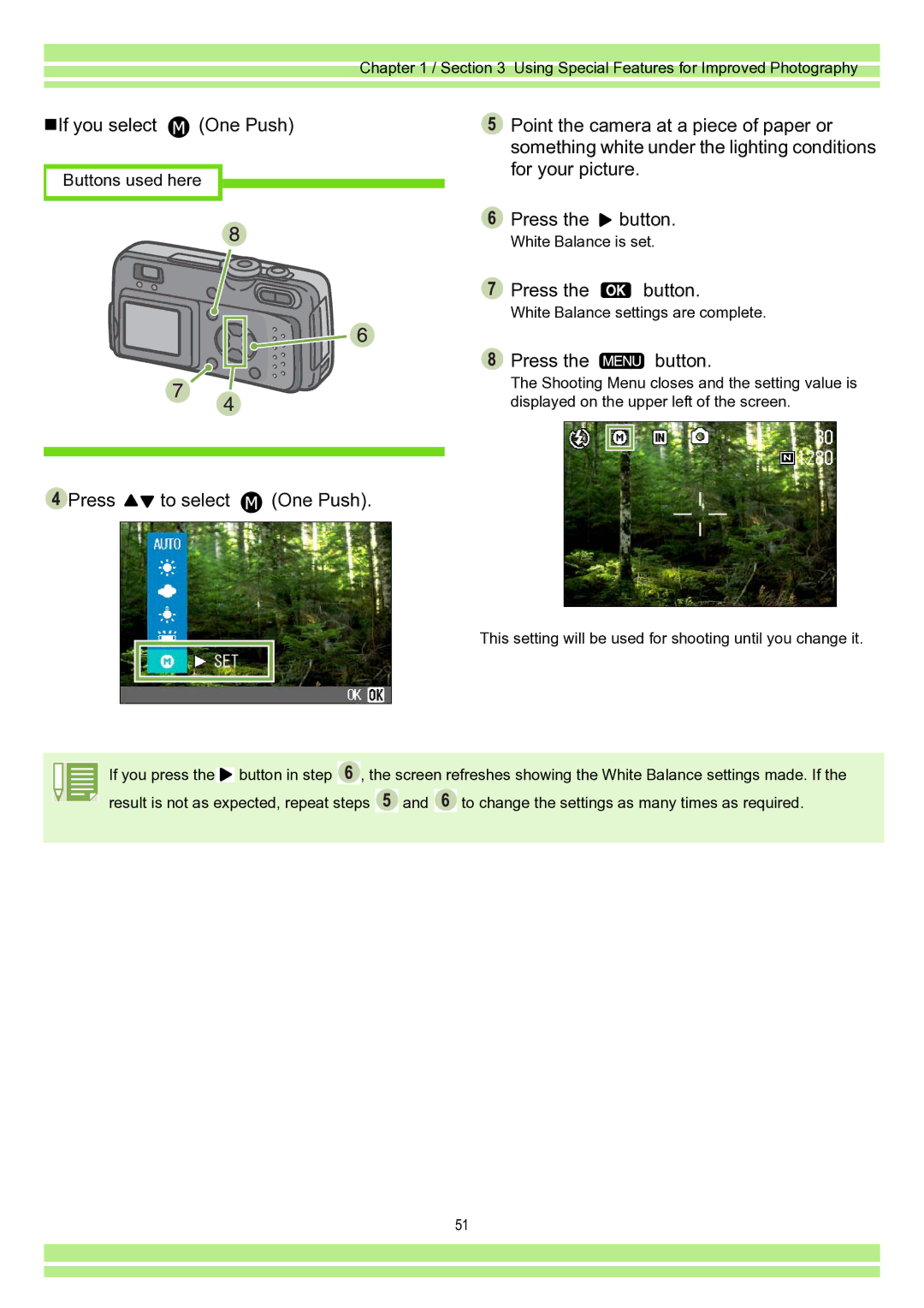 Ricoh Caplio RR30 operation manual „If you select One Push 