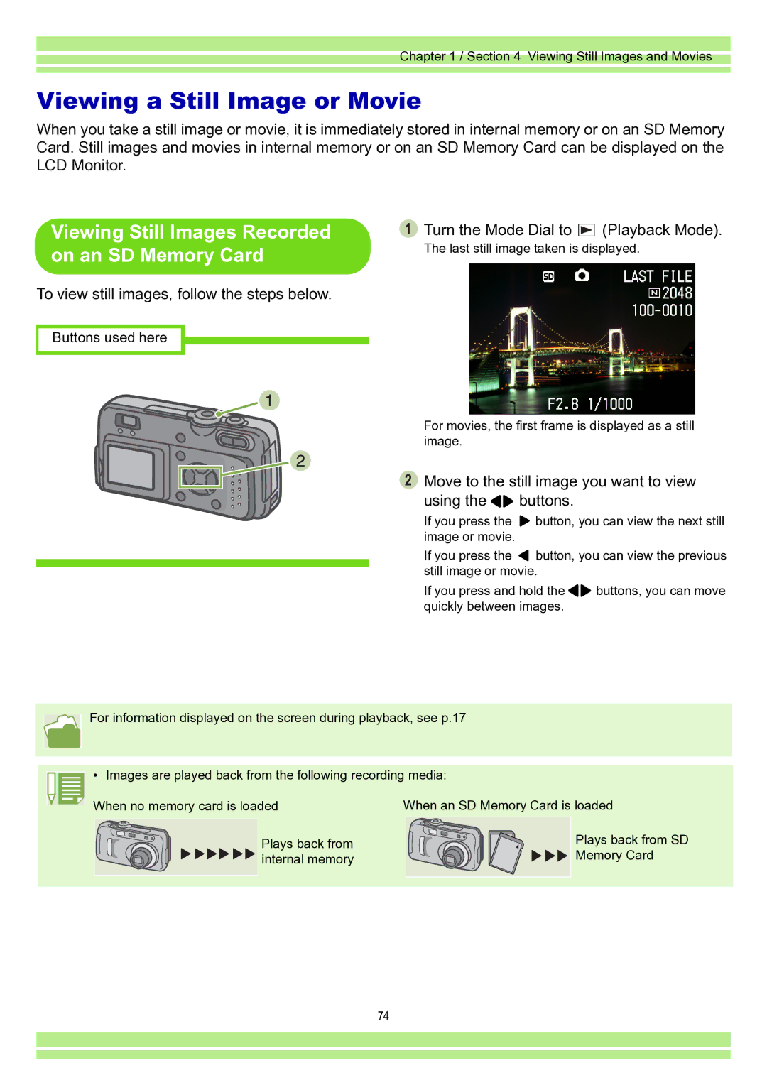 Ricoh Caplio RR30 operation manual Viewing a Still Image or Movie, Viewing Still Images Recorded on an SD Memory Card 