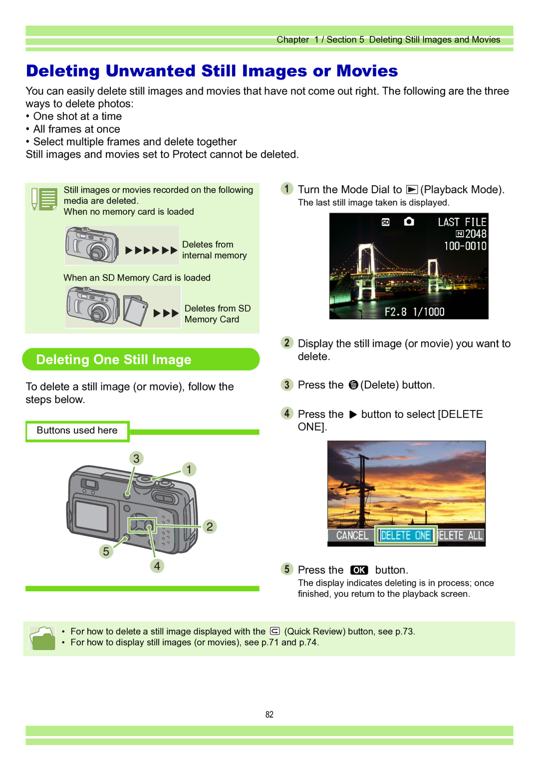 Ricoh Caplio RR30 operation manual Deleting Unwanted Still Images or Movies, Deleting One Still Image 