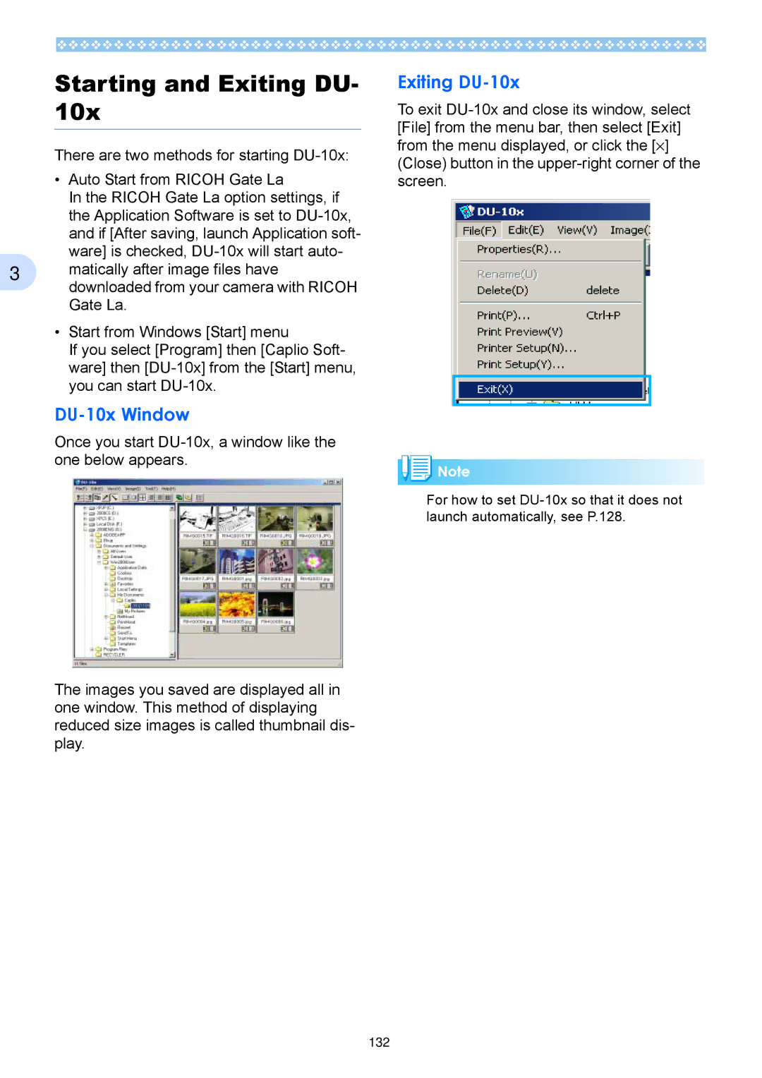 Ricoh Caplio RX operation manual Starting and Exiting DU, DU-10x Window, Exiting DU-10x 