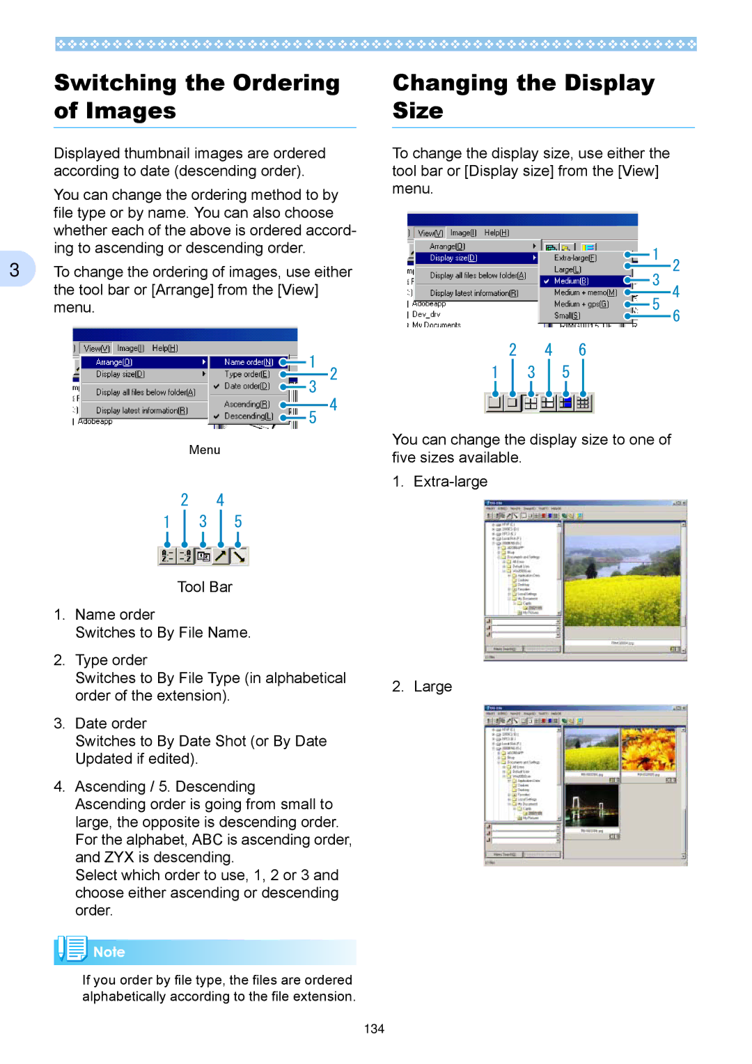 Ricoh Caplio RX operation manual Switching the Ordering of Images, Changing the Display Size 