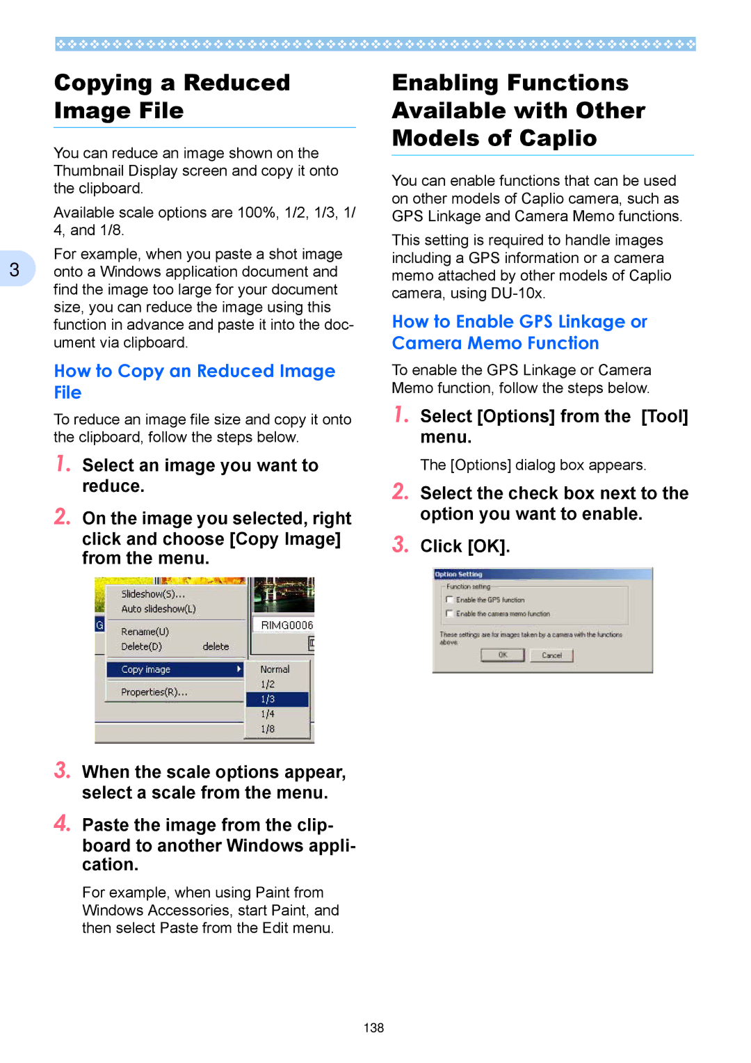 Ricoh Caplio RX operation manual Copying a Reduced Image File, Enabling Functions Available with Other Models of Caplio 