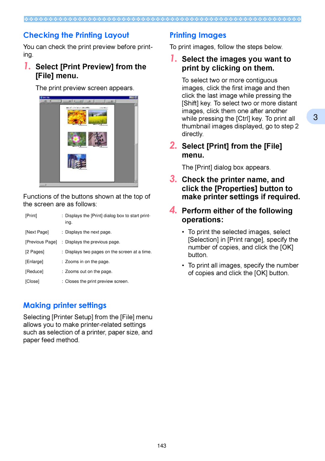 Ricoh Caplio RX operation manual Checking the Printing Layout, Making printer settings, Printing Images 