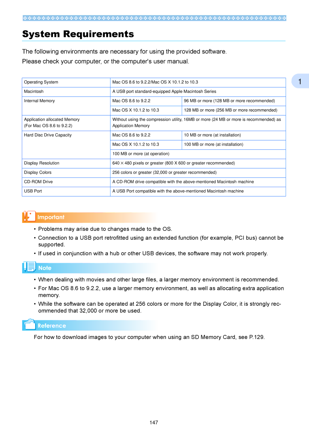 Ricoh Caplio RX operation manual System Requirements 