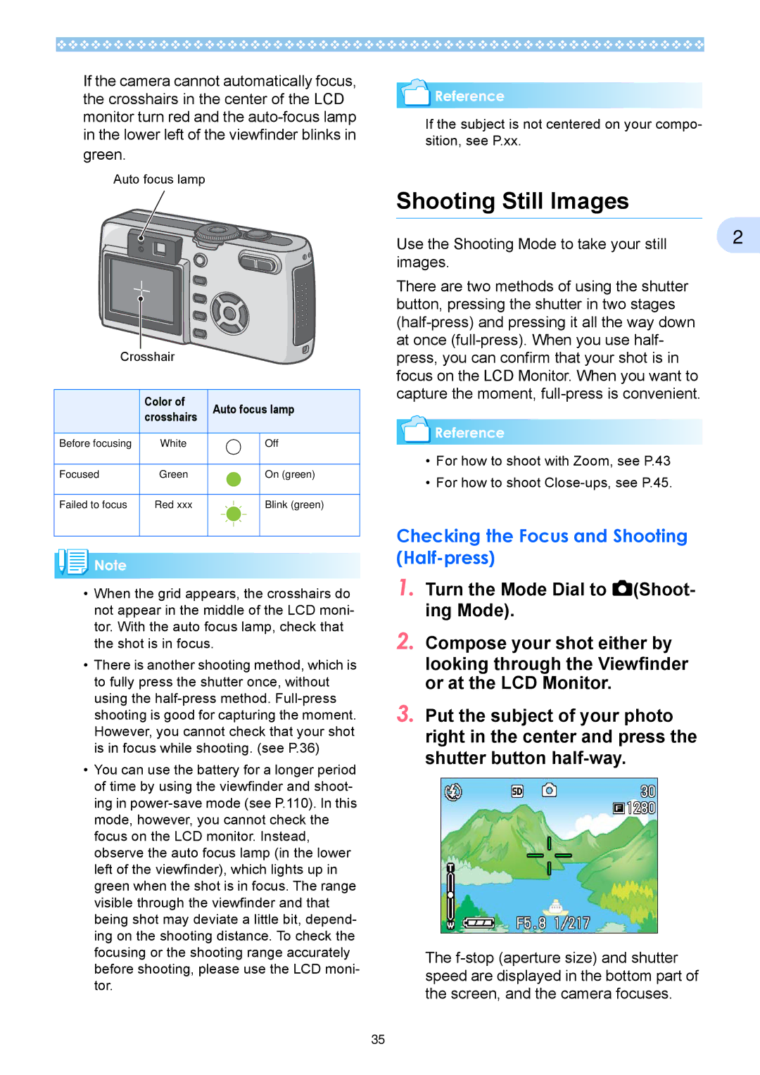 Ricoh Caplio RX Shooting Still Images, Checking the Focus and Shooting Half-press, Turn the Mode Dial to 5Shoot- ing Mode 