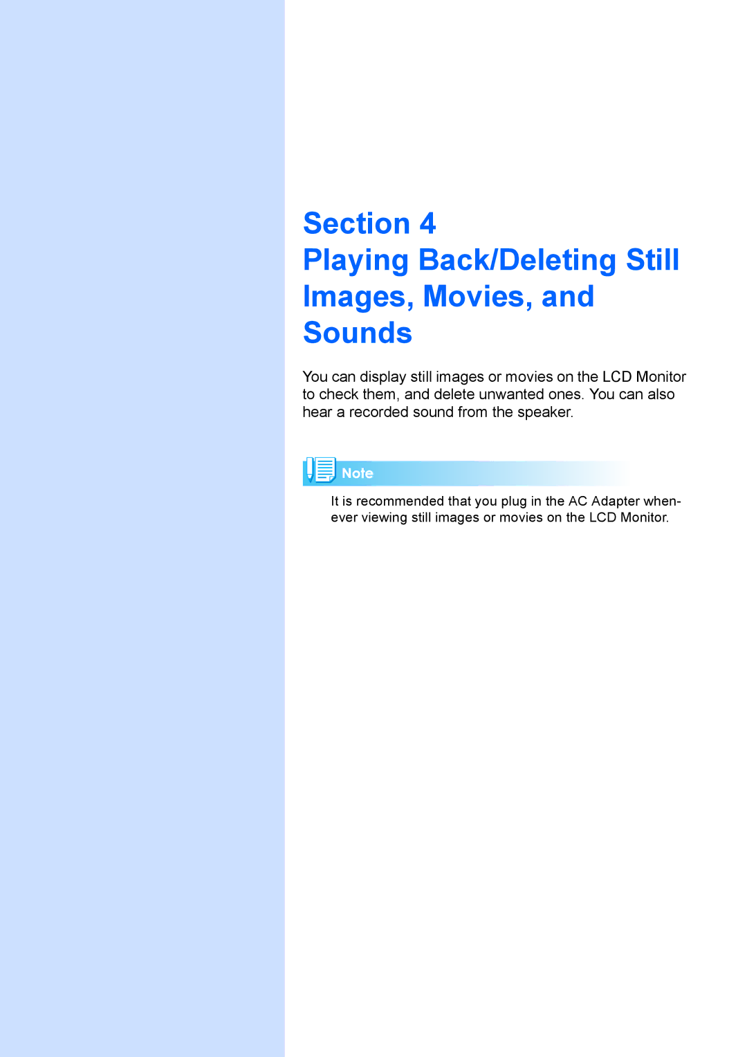 Ricoh Caplio RX operation manual Section Playing Back/Deleting Still Images, Movies, Sounds 