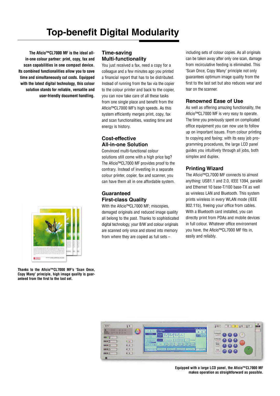 Ricoh CL7000 MF manual Top-benefit Digital Modularity 