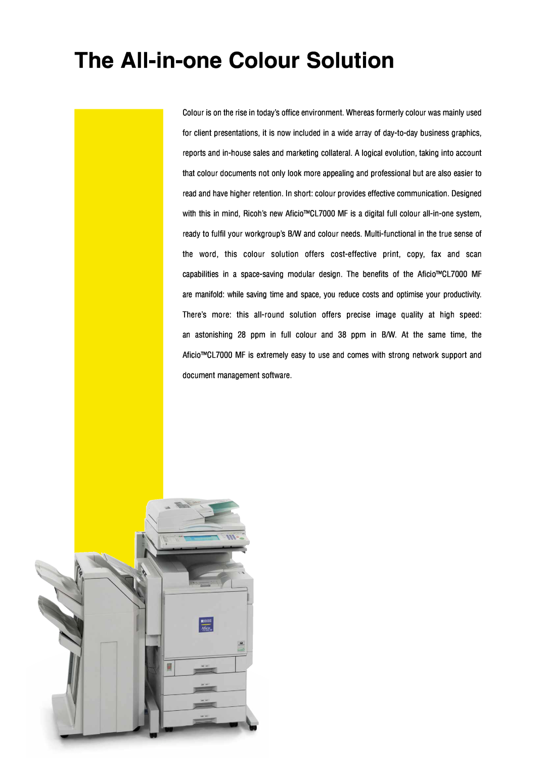 Ricoh CL7000 MF manual The All-in-one Colour Solution 
