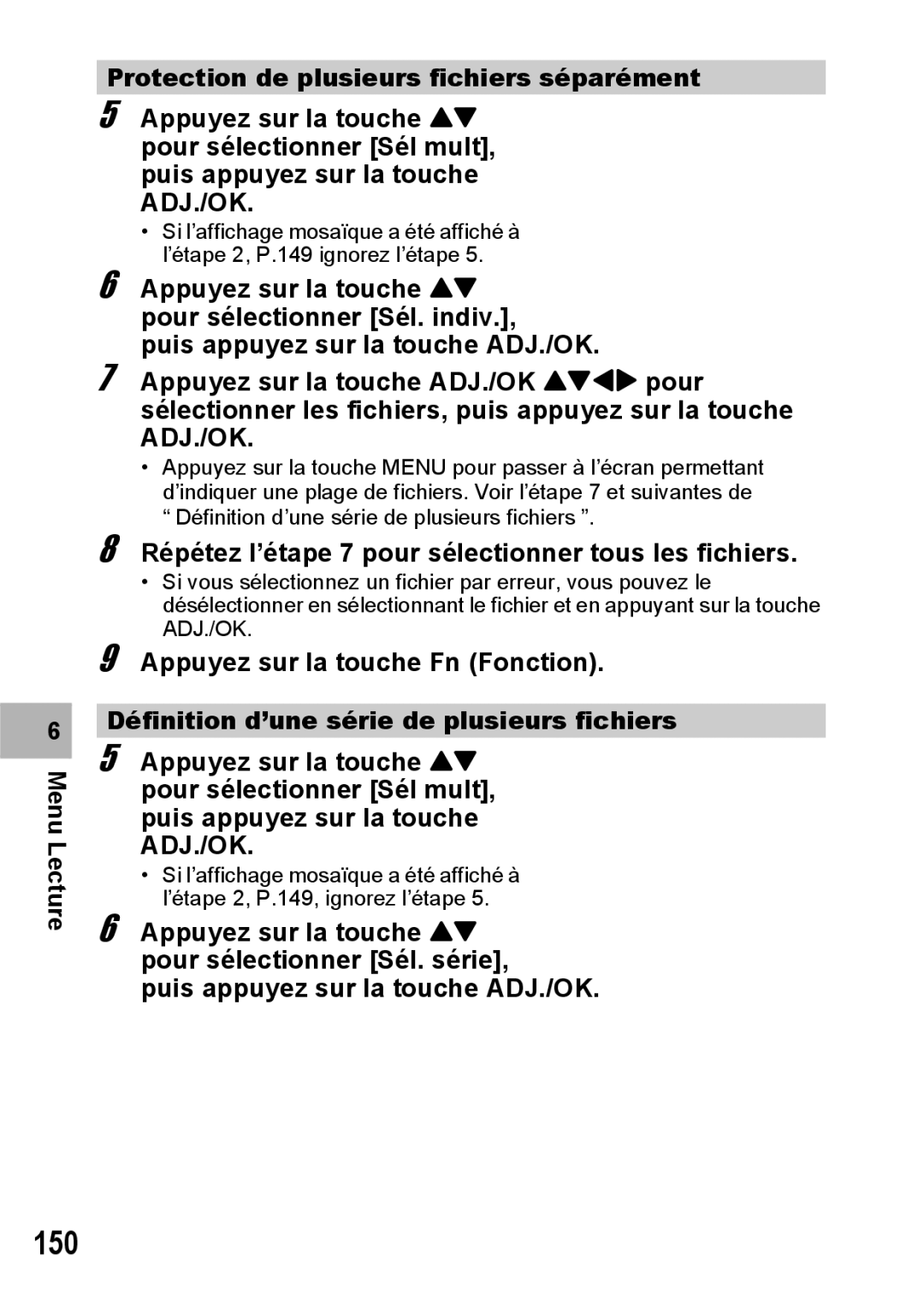 Ricoh CX1 manual 150, Répétez l’étape 7 pour sélectionner tous les fichiers 