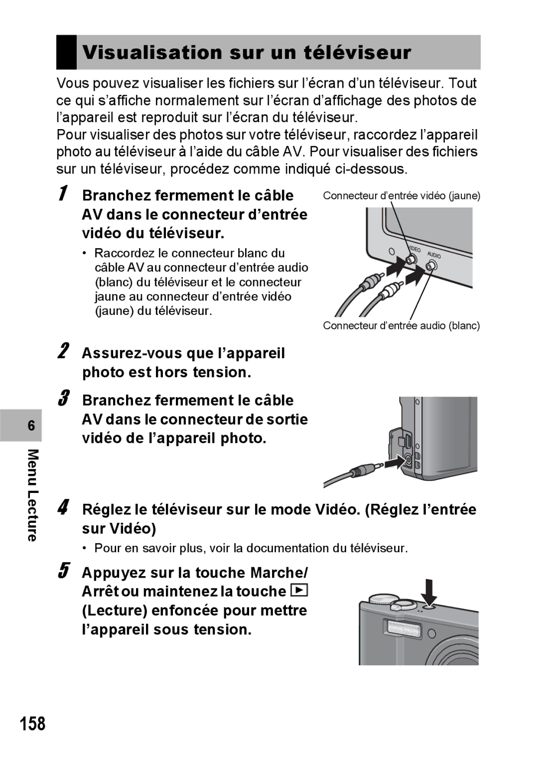 Ricoh CX1 manual Visualisation sur un téléviseur, 158 