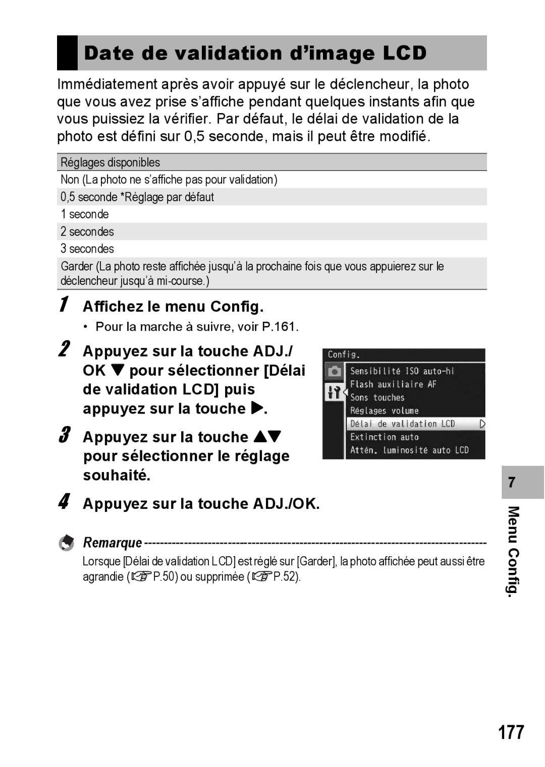 Ricoh CX1 manual Date de validation d’image LCD, 177 