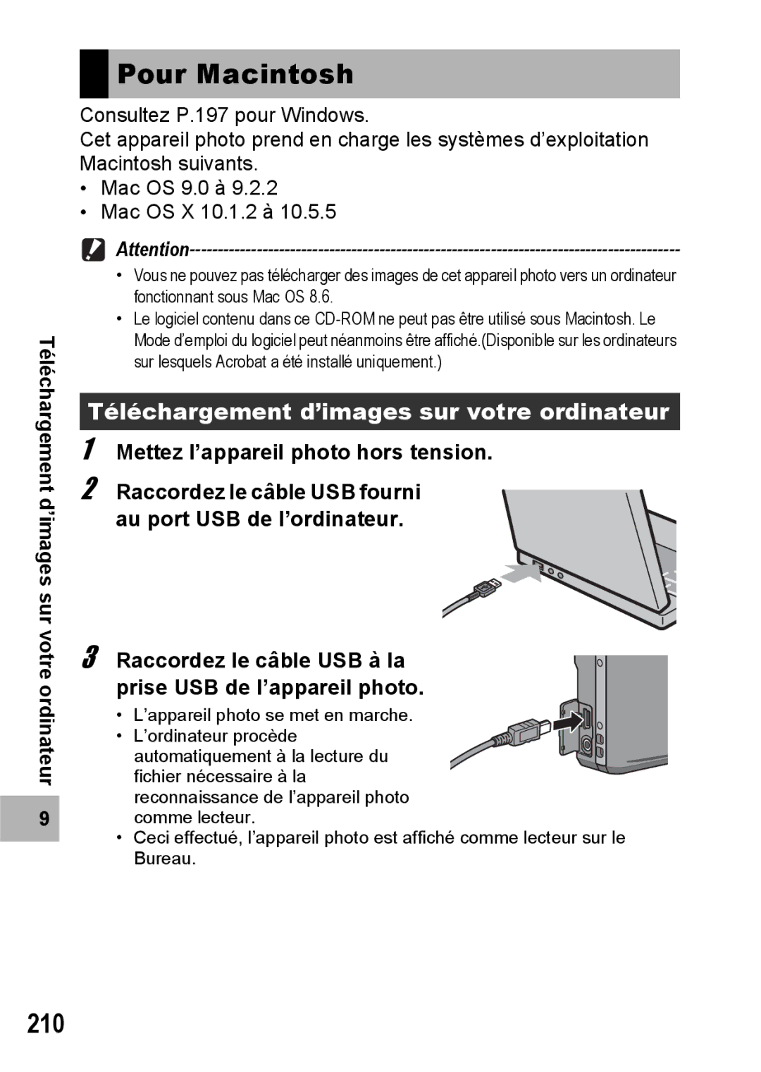 Ricoh CX1 manual Pour Macintosh, 210 