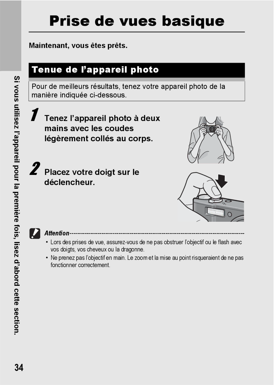 Ricoh CX1 manual Tenue de l’appareil photo, Maintenant, vous êtes prêts 