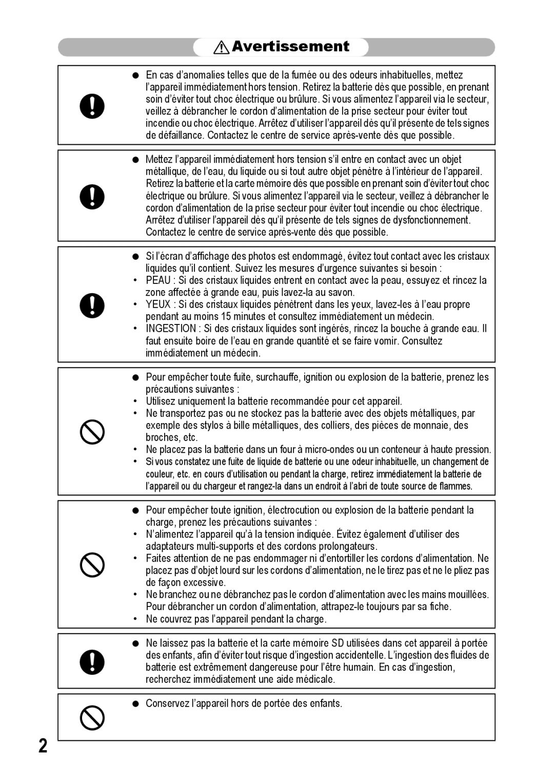 Ricoh CX1 manual Avertissement 