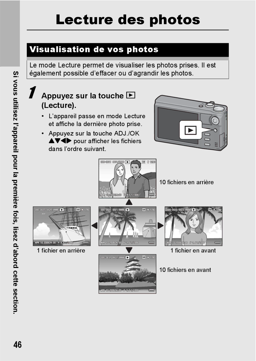 Ricoh CX1 manual Visualisation de vos photos, Appuyez sur la touche Lecture 