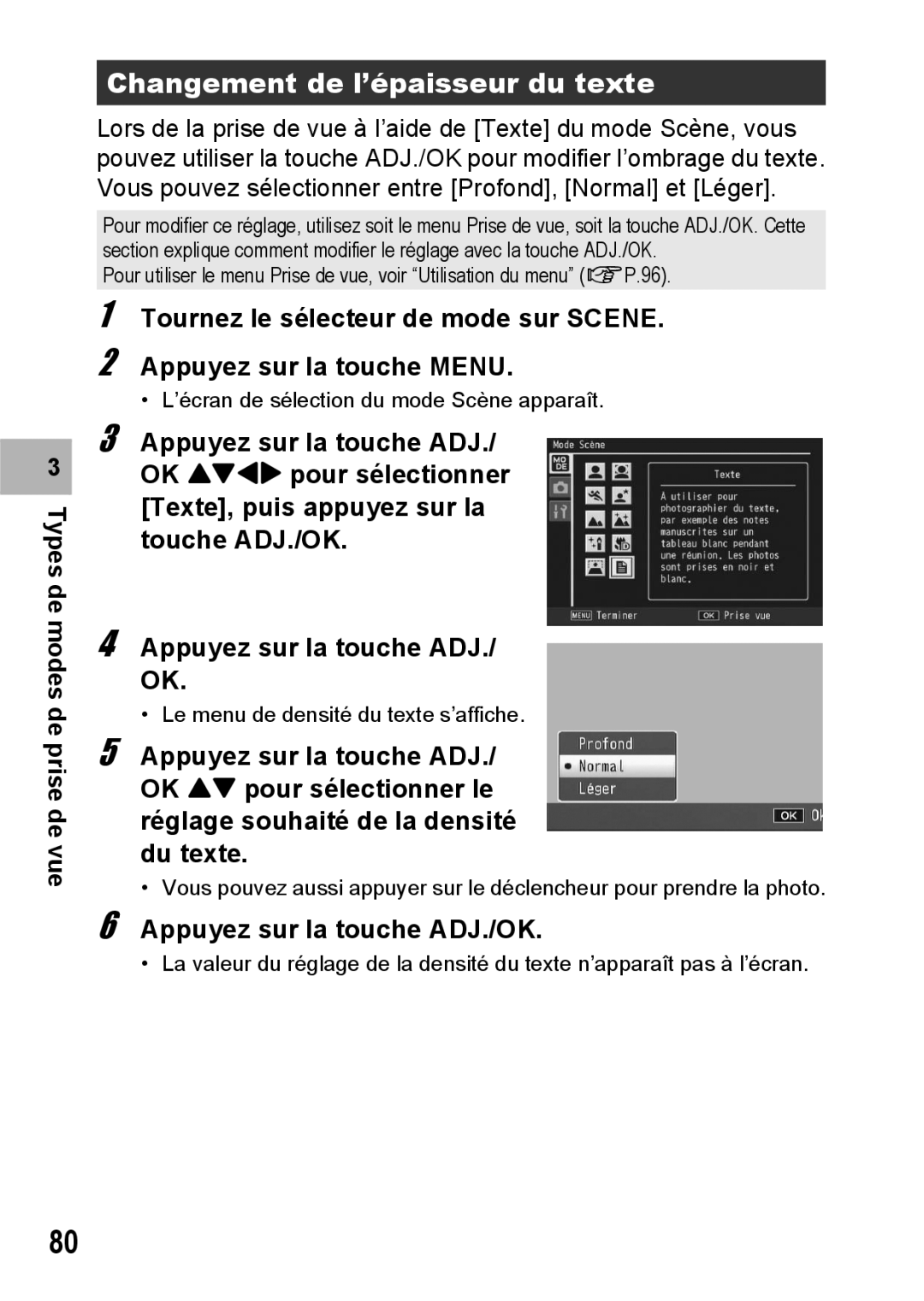 Ricoh CX1 manual Changement de l’épaisseur du texte 