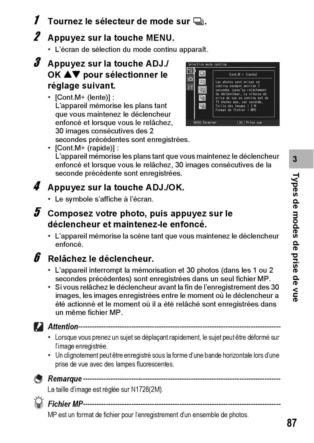 Ricoh CX1 manual Relâchez le déclencheur, Fichier MP 