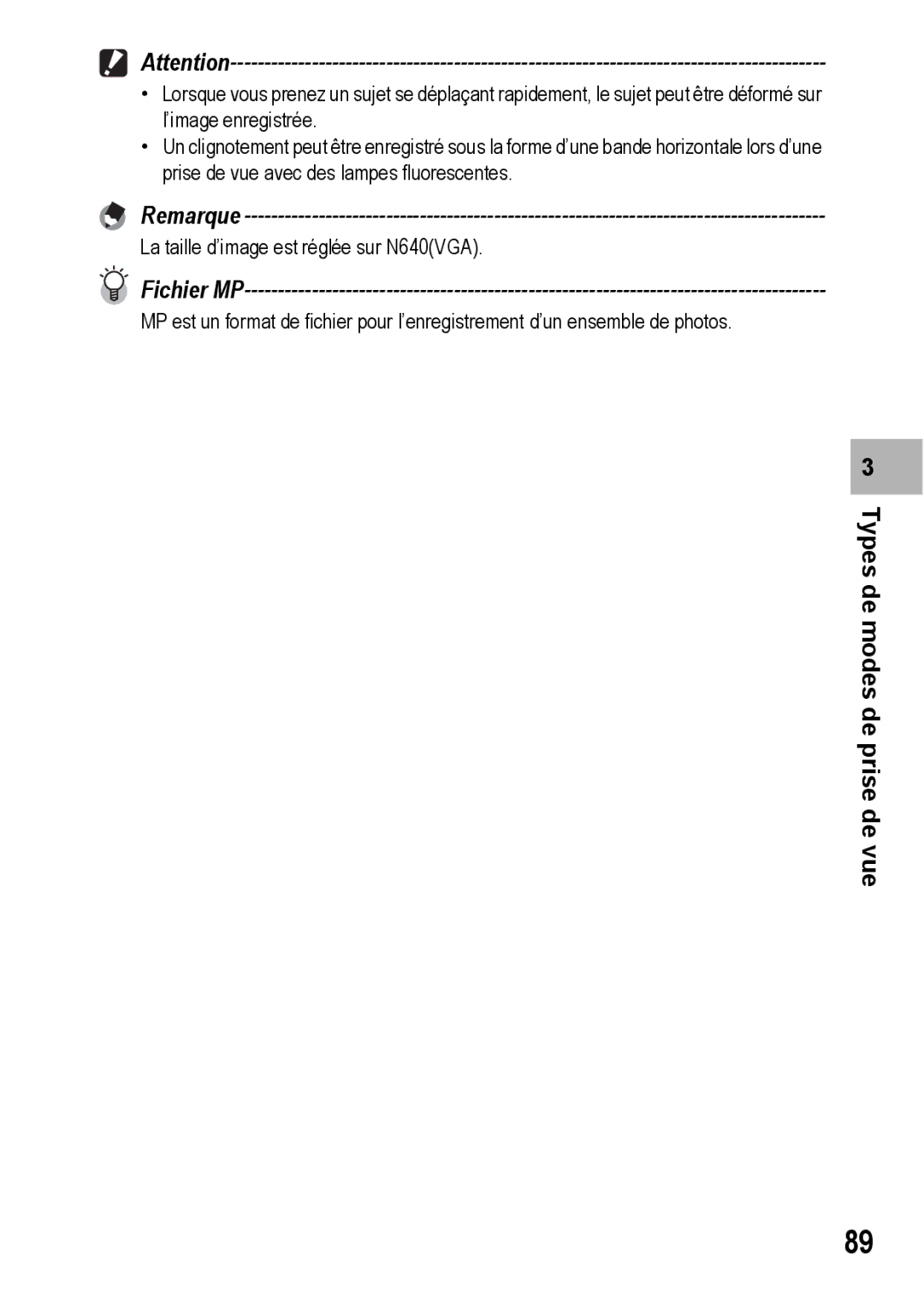 Ricoh CX1 manual La taille d’image est réglée sur N640VGA 