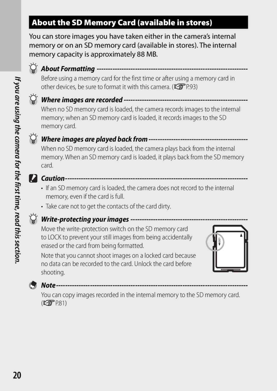 Ricoh CX3 manual About the SD Memory Card available in stores, About Formatting, Where images are recorded 