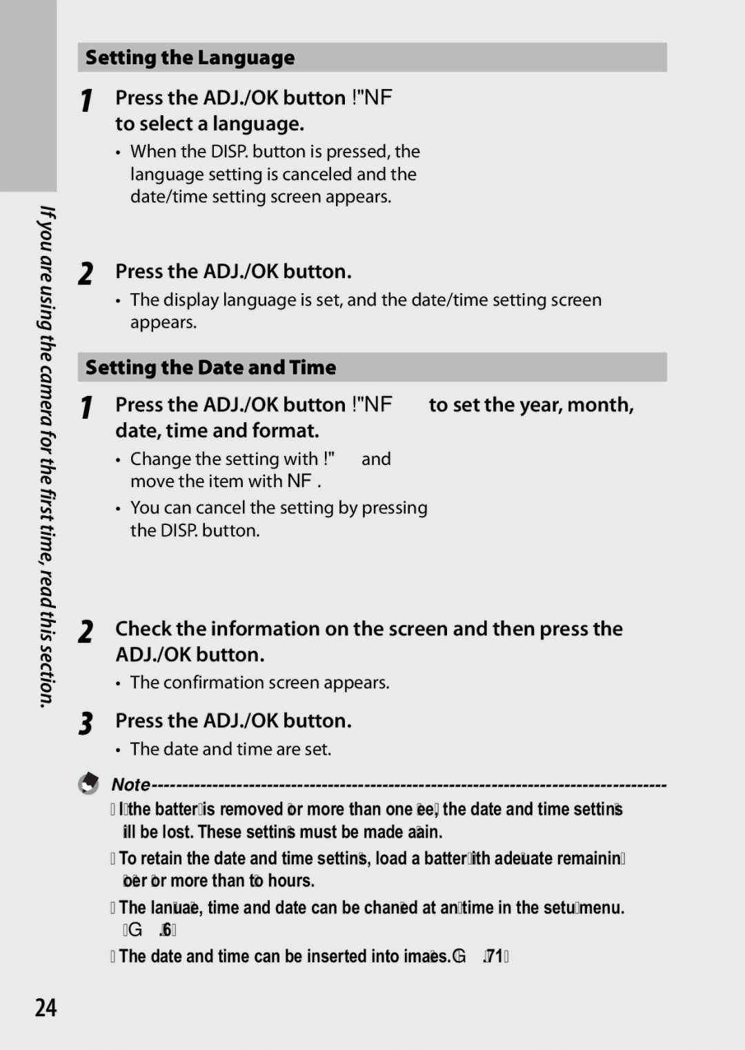 Ricoh CX3 manual Press the ADJ./OK button, Confirmation screen appears, Date and time are set 