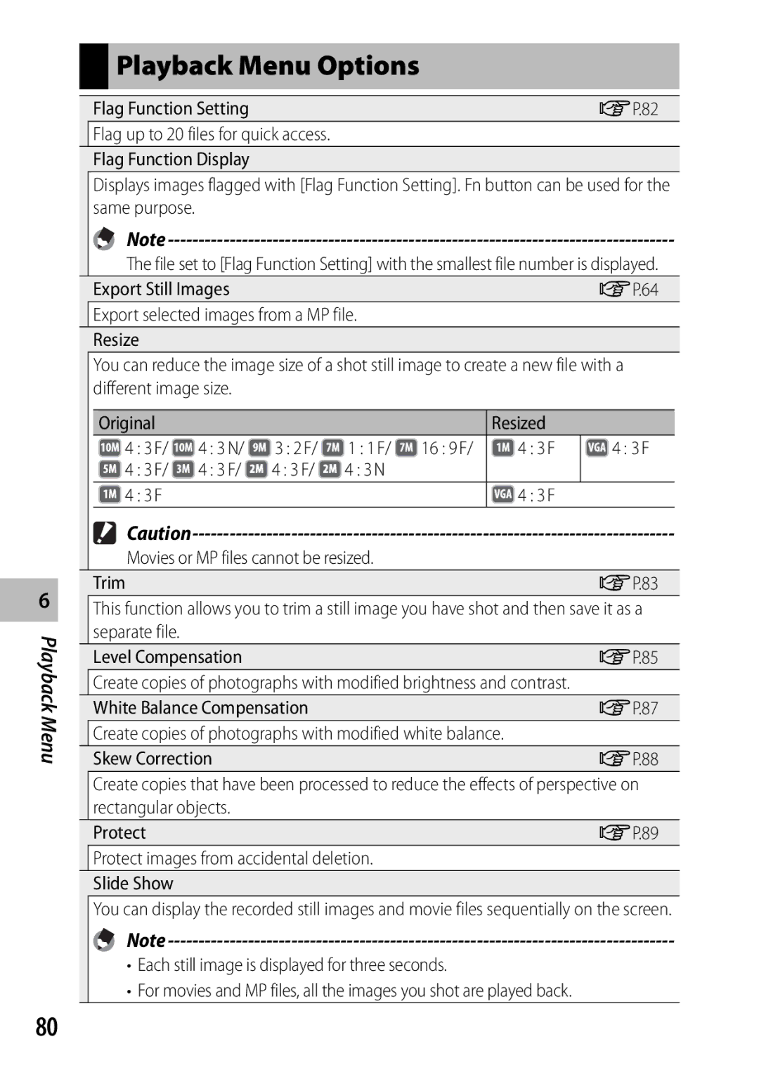 Ricoh CX3 manual Playback Menu Options 