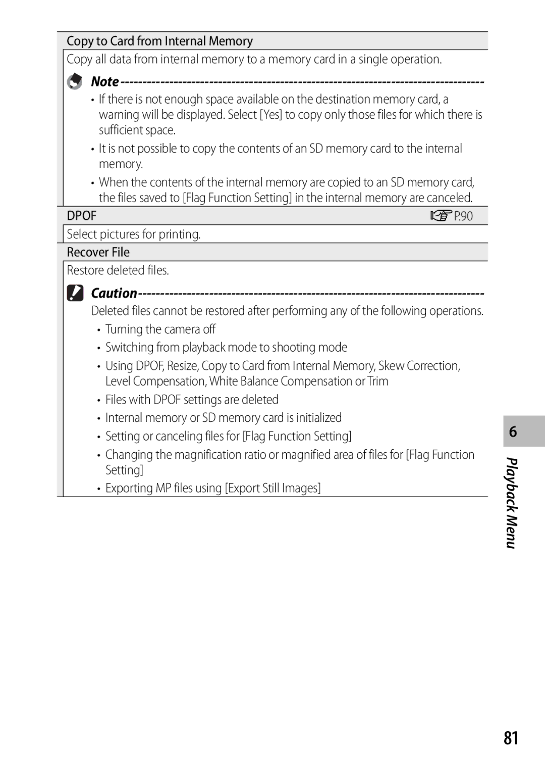 Ricoh CX3 manual Copy to Card from Internal Memory, GP.90 