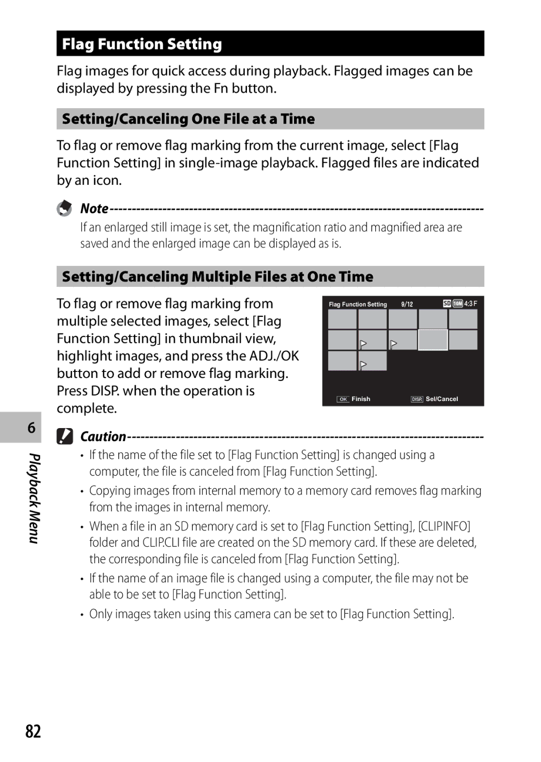 Ricoh CX3 manual Flag Function Setting, Setting/Canceling One File at a Time, Setting/Canceling Multiple Files at One Time 