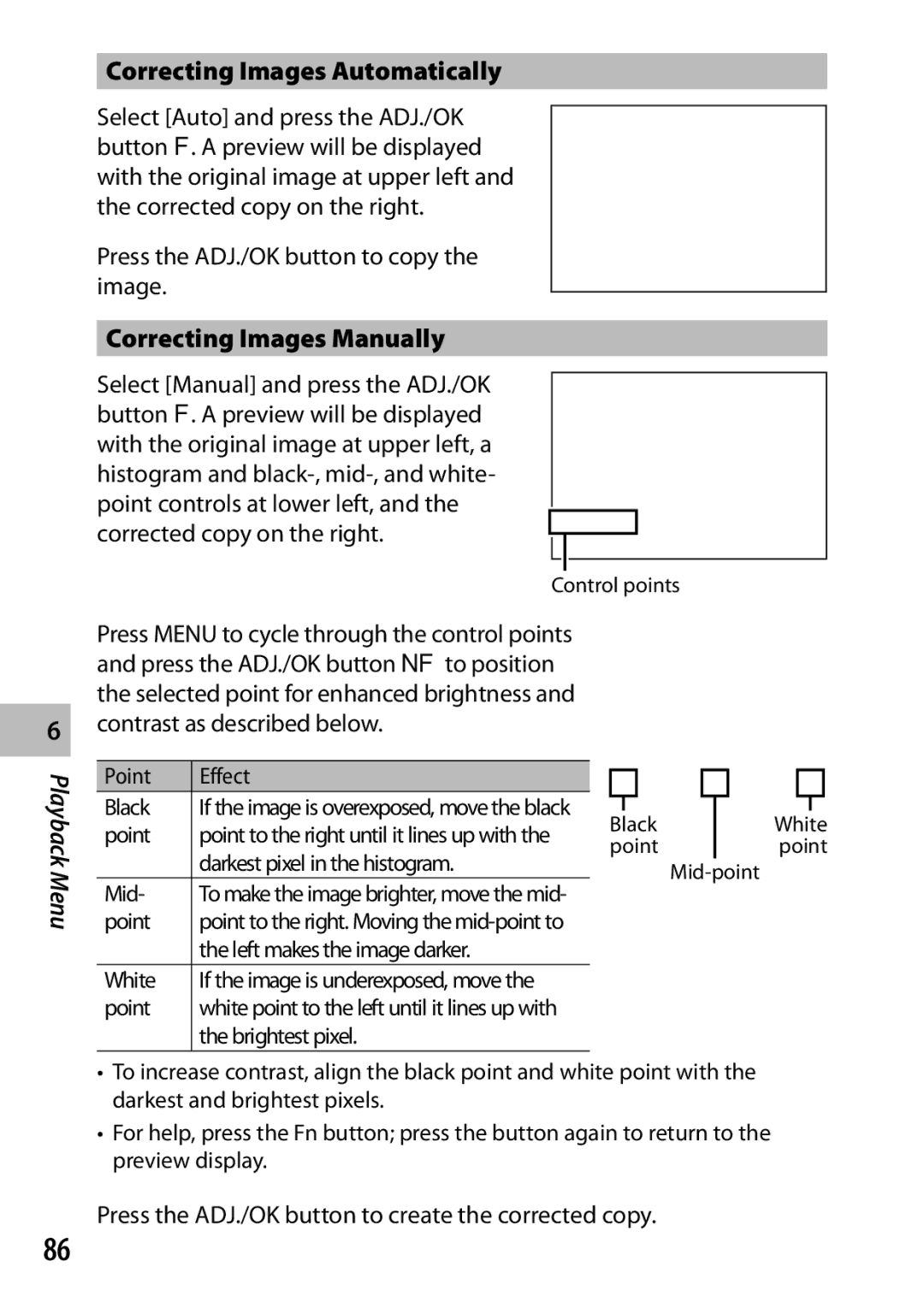 Ricoh CX3 manual Correcting Images Automatically, Correcting Images Manually 