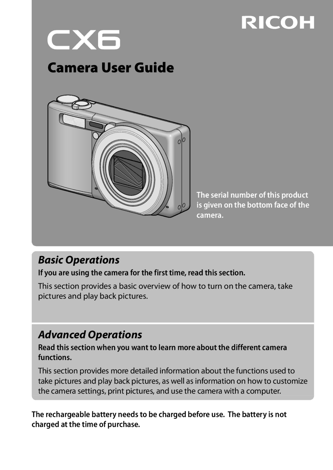 Ricoh CX6 manual Camera User Guide 