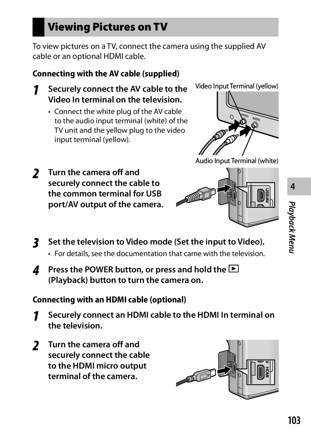 Ricoh CX6 manual Viewing Pictures on TV, 103 