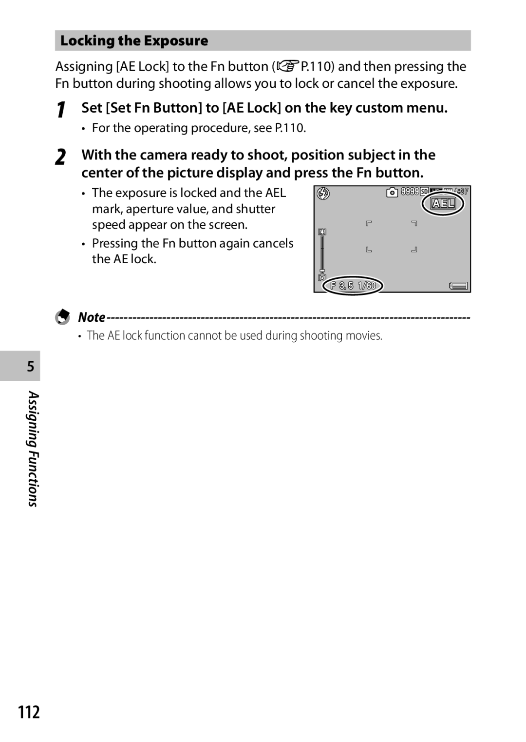 Ricoh CX6 manual 112, Locking the Exposure, For the operating procedure, see P.110 