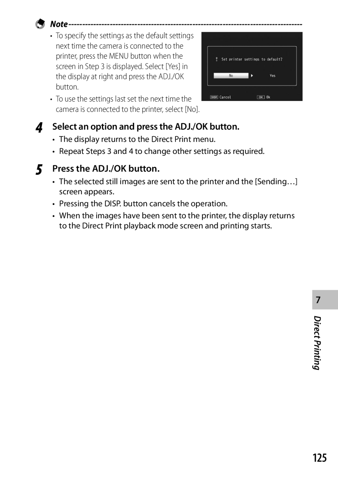 Ricoh CX6 manual 125, Select an option and press the ADJ./OK button 