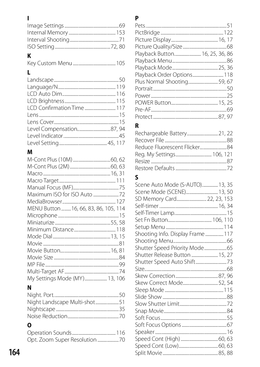 Ricoh CX6 manual 164, 153, 105, 111, 114 