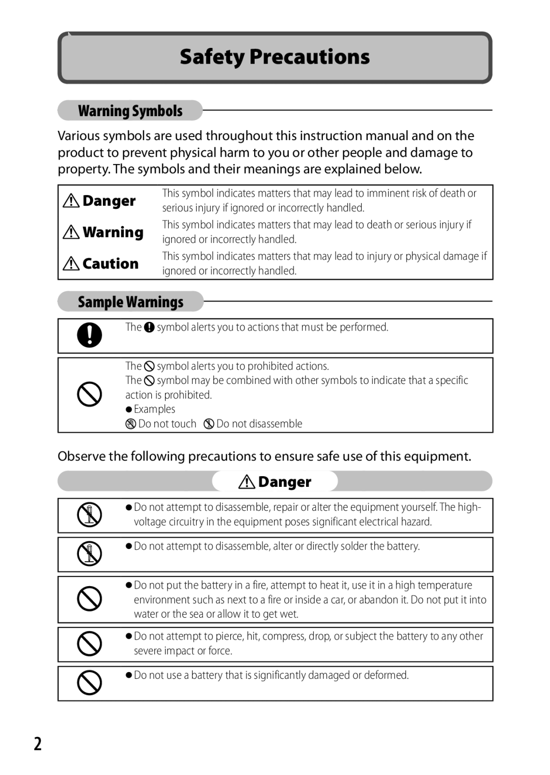 Ricoh CX6 manual Symbol alerts you to actions that must be performed, Symbol alerts you to prohibited actions 