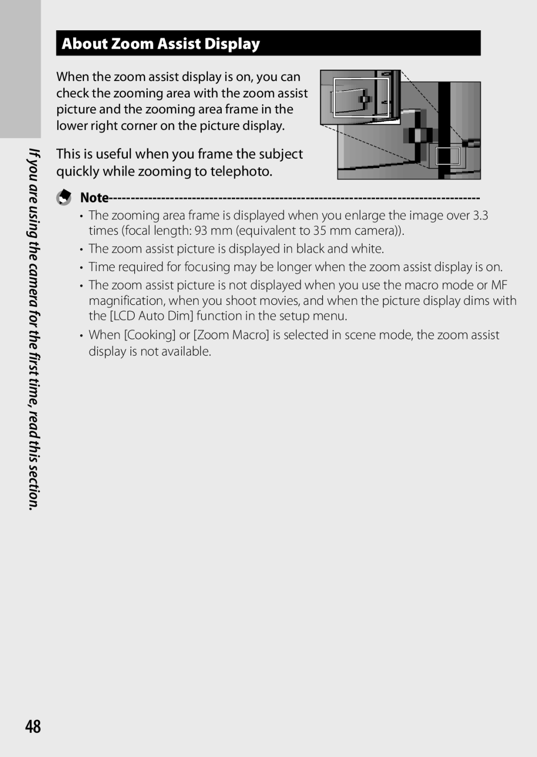 Ricoh CX6 manual About Zoom Assist Display, Zoom assist picture is displayed in black and white 