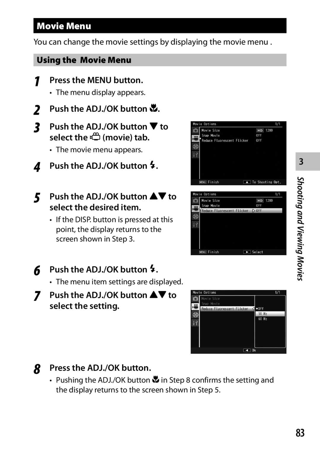 Ricoh CX6 manual Movie Menu 