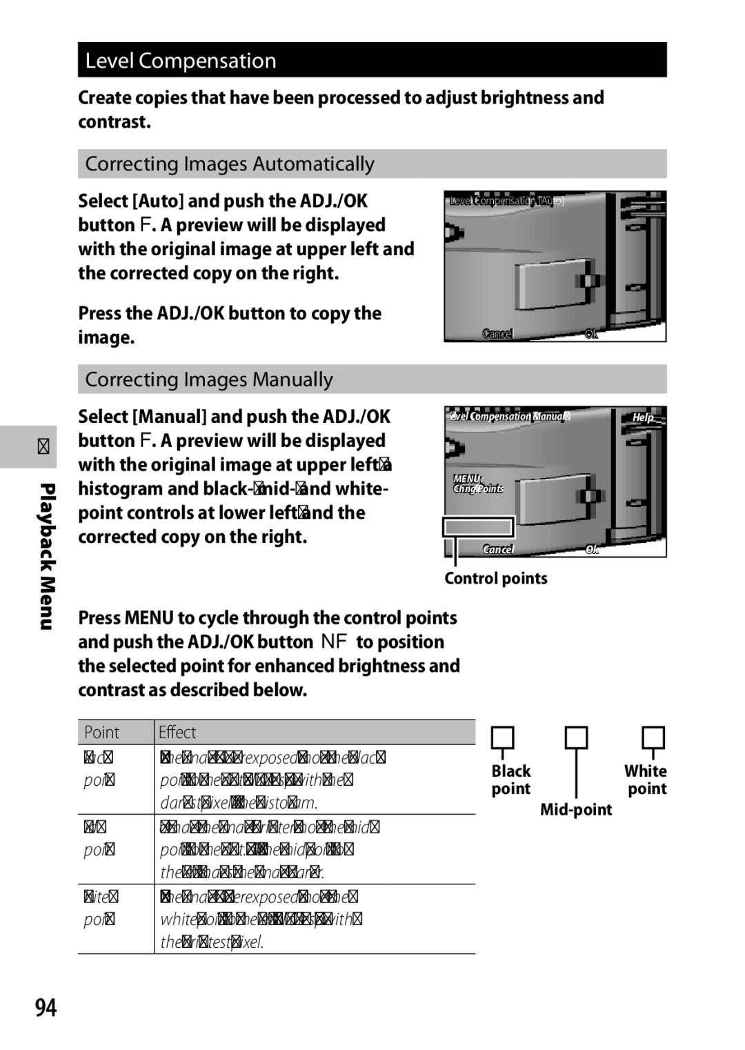 Ricoh CX6 manual Level Compensation, Correcting Images Automatically, Correcting Images Manually 