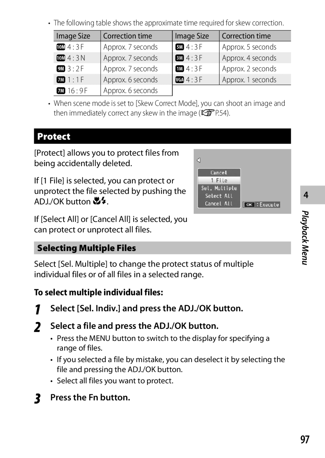 Ricoh CX6 manual Protect, Selecting Multiple Files 