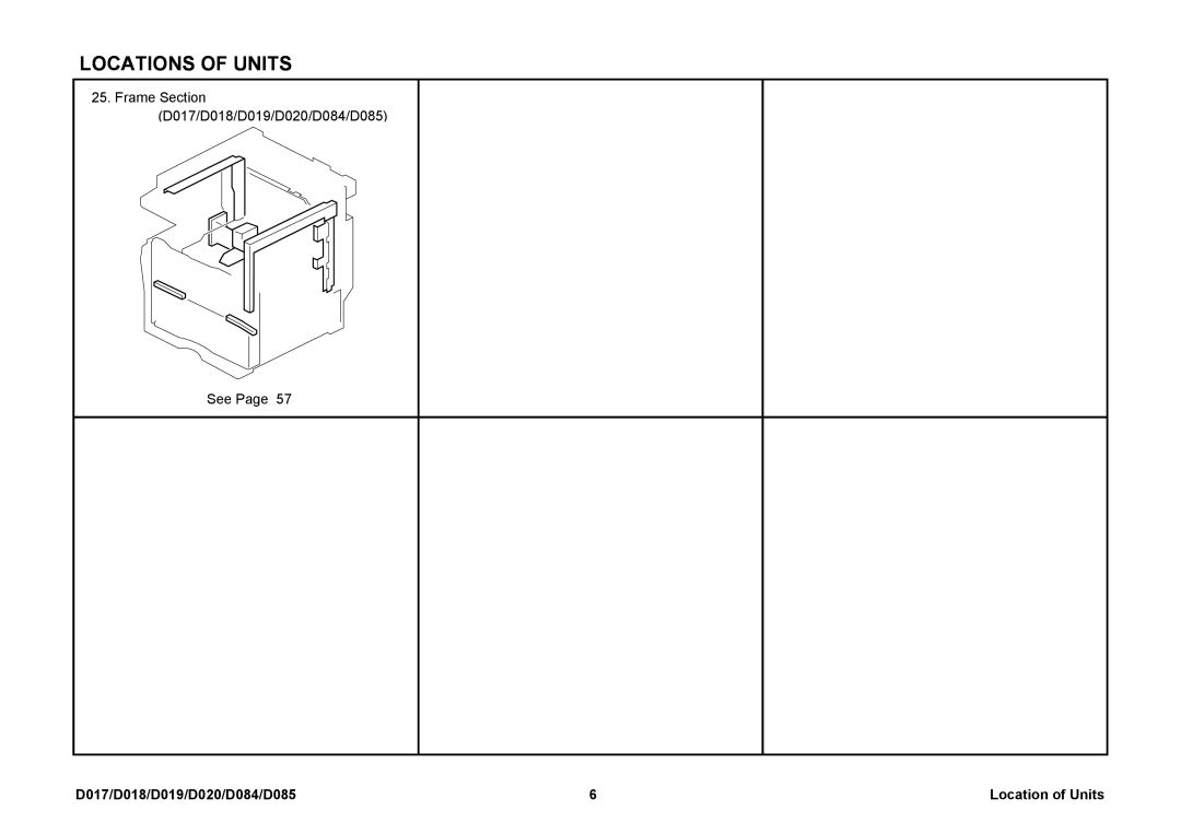 Ricoh manual Frame Section D017/D018/D019/D020/D084/D085 See 