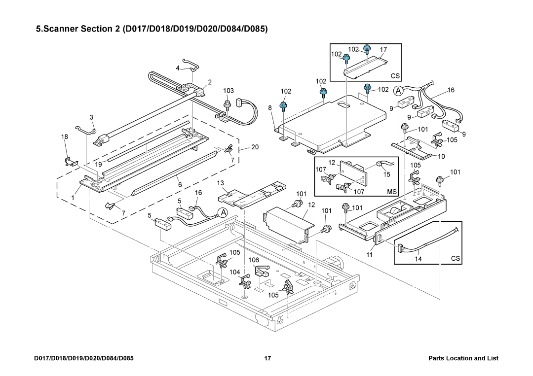 Ricoh D020, D085, D019, D018, D084, D017 manual 103 102 101 105 107 106 