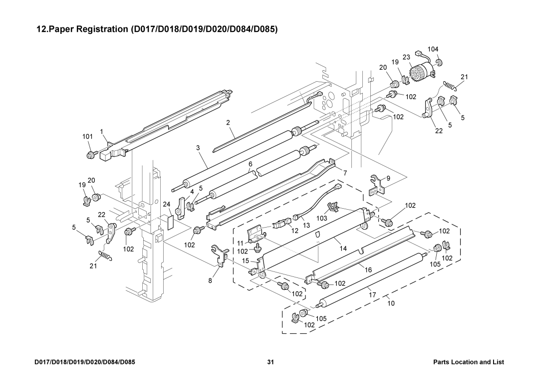 Ricoh manual Paper Registration D017/D018/D019/D020/D084/D085 