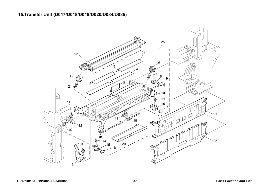 Ricoh manual Transfer Unit D017/D018/D019/D020/D084/D085 