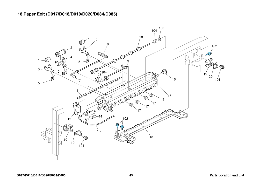 Ricoh manual Paper Exit D017/D018/D019/D020/D084/D085 