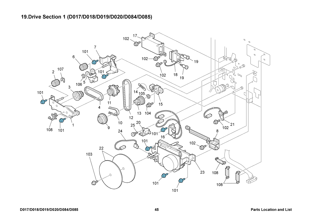 Ricoh manual Drive D017/D018/D019/D020/D084/D085 