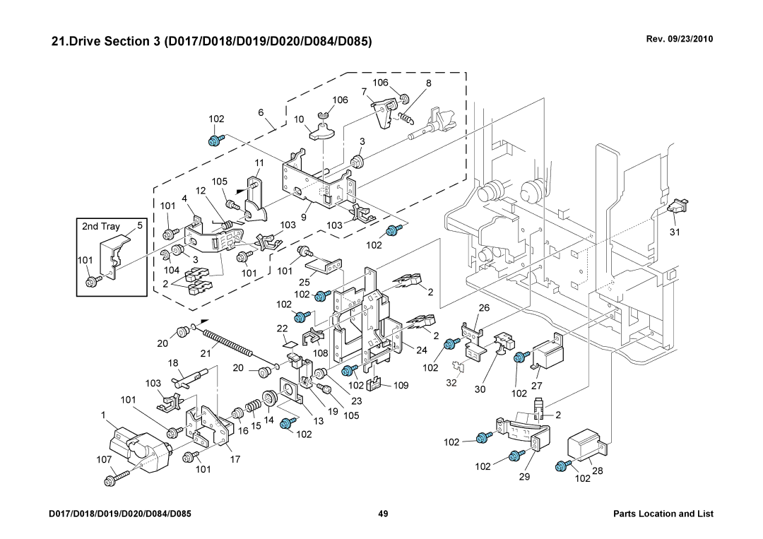 Ricoh manual Rev /23/2010, D017/D018/D019/D020/D084/D085 