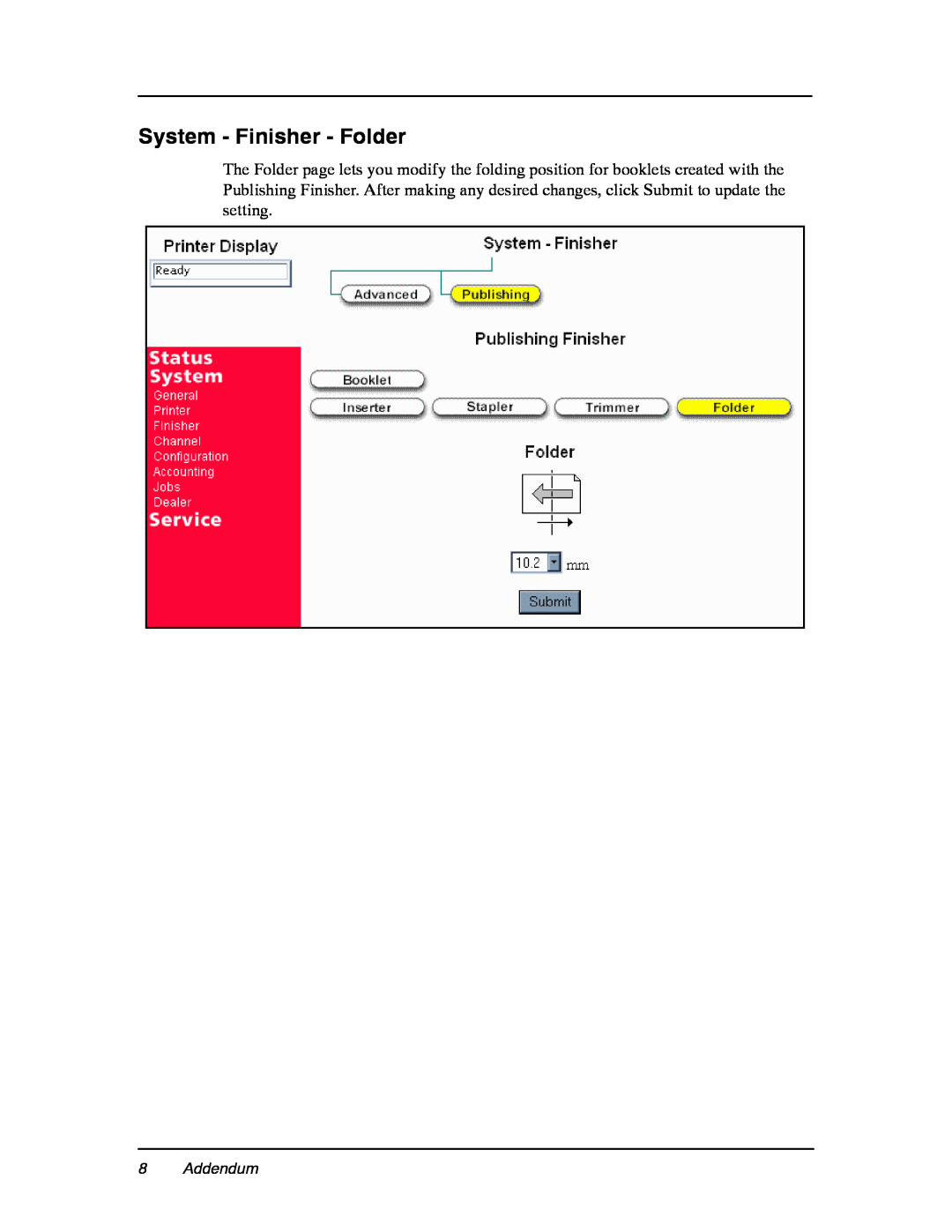 Ricoh DDP 184 manual System - Finisher - Folder, Addendum 