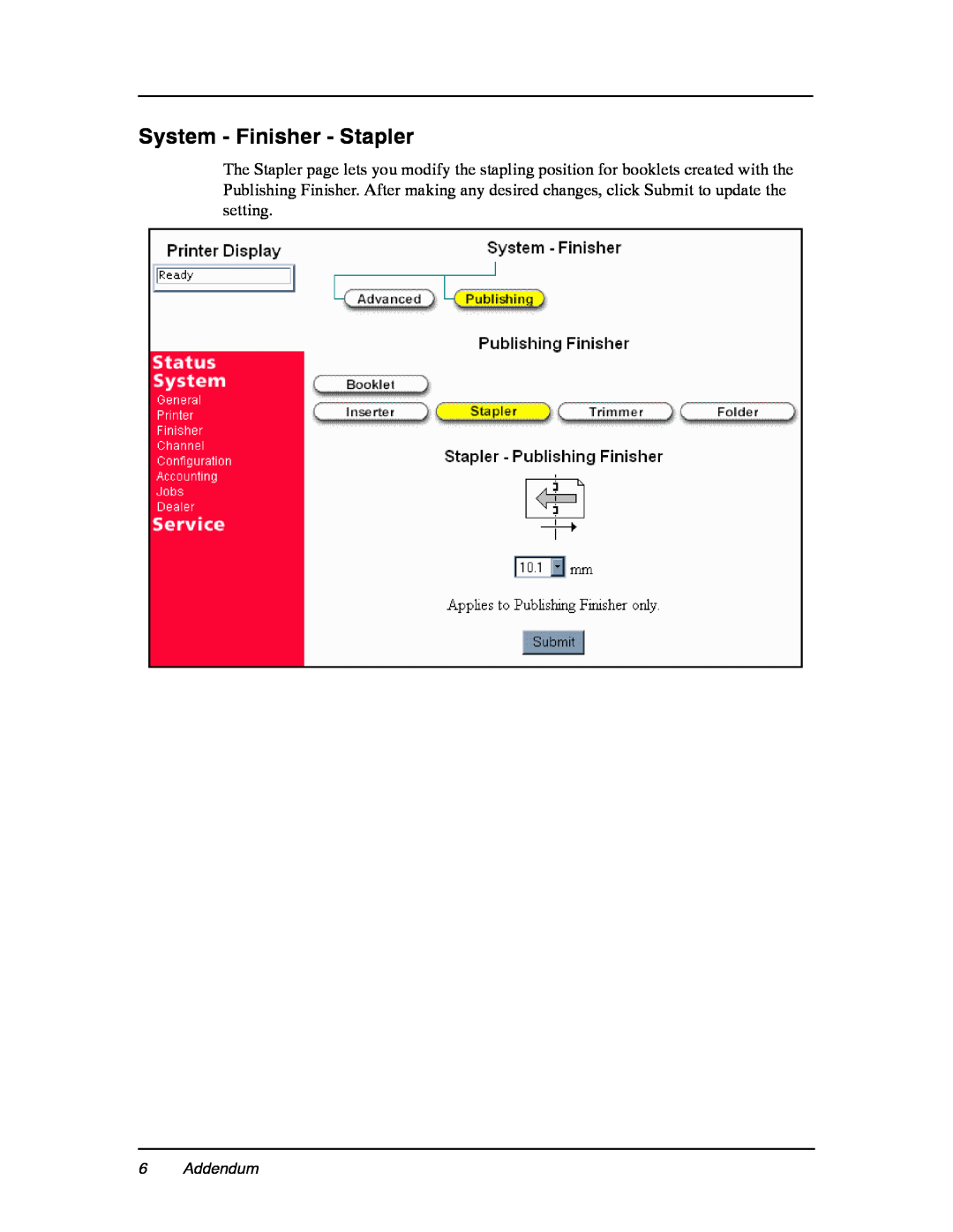 Ricoh DDP 184 manual System - Finisher - Stapler, Addendum 