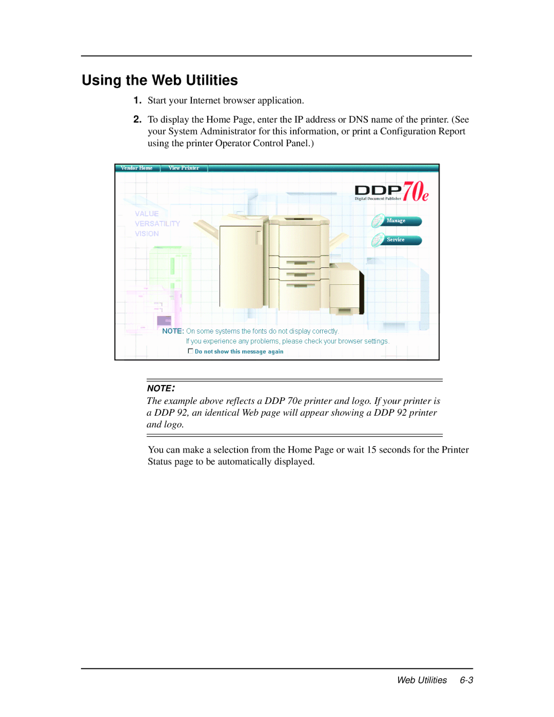 Ricoh DDP 92, DDP 70e manual Using the Web Utilities 